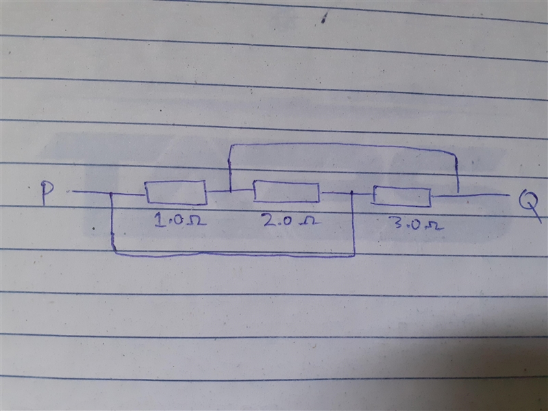 What is approximate resistance between P and Q? a) 0.5 b)0.8 c)2.0 d)2.2 e)3.6-example-1