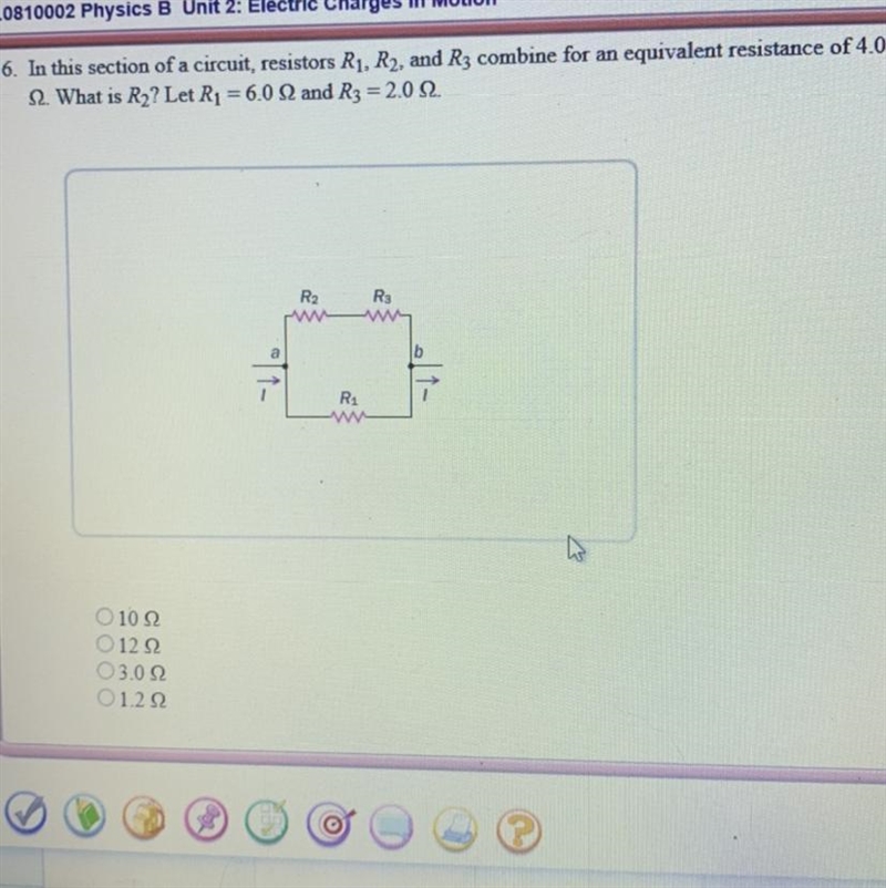 In this section of a circuit, resistors R1, R2, and R3 combine for an equivalent resistance-example-1