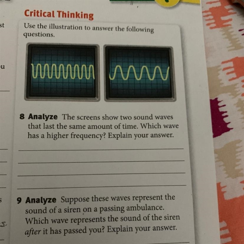 I need help with these two questions about waves and frequency.-example-1