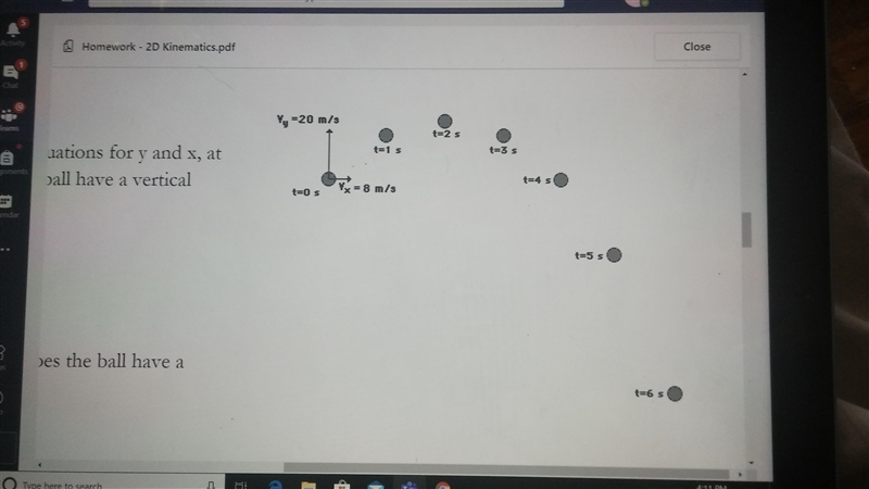 Using the projectiles equations for y and x at what second does the ball have a vertical-example-2