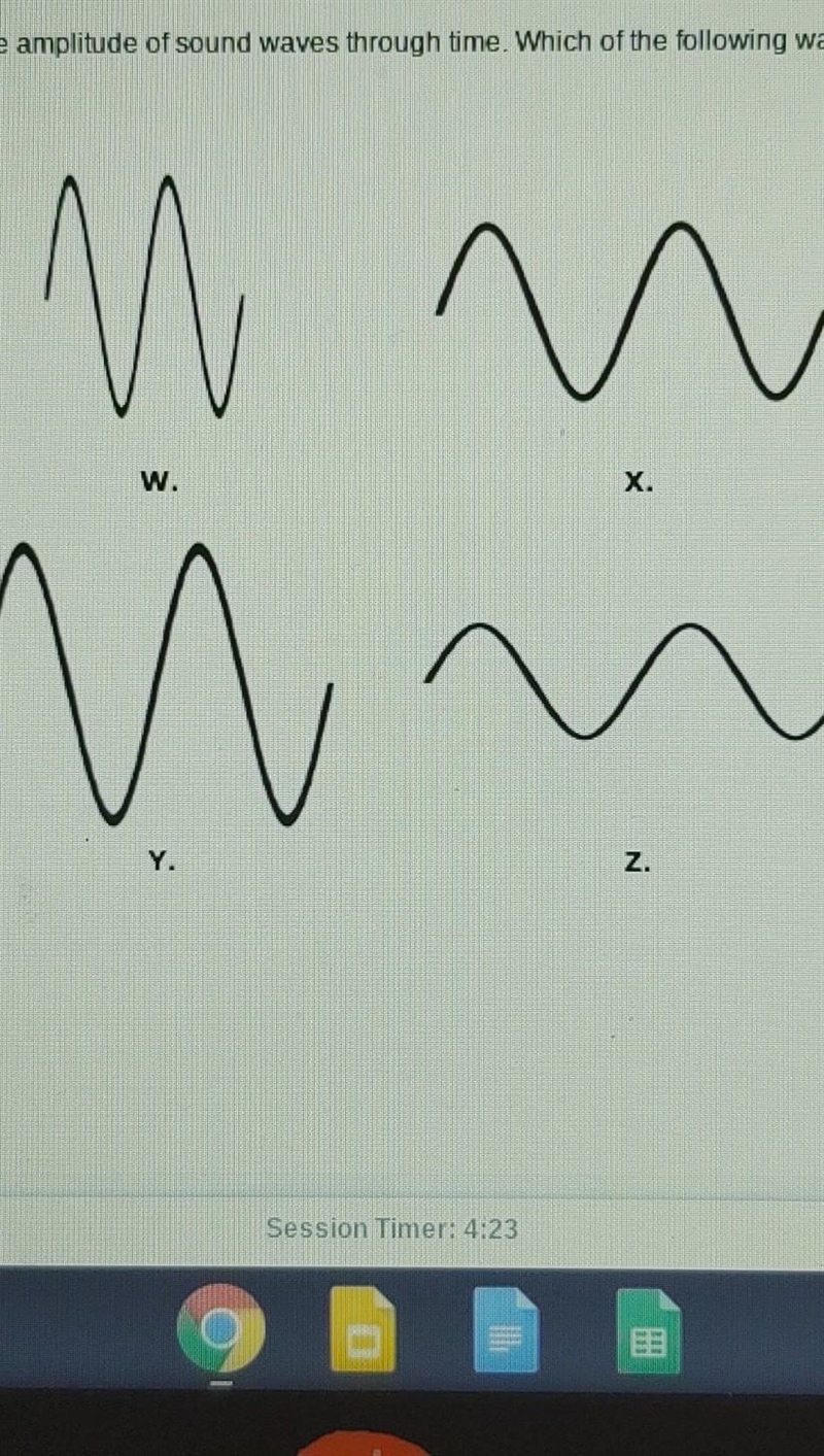 Help me plz the question was which wave has the highest pitch​-example-1