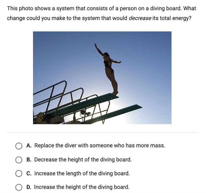 The photo shows a system that consists of a person on a diving board. What change-example-1