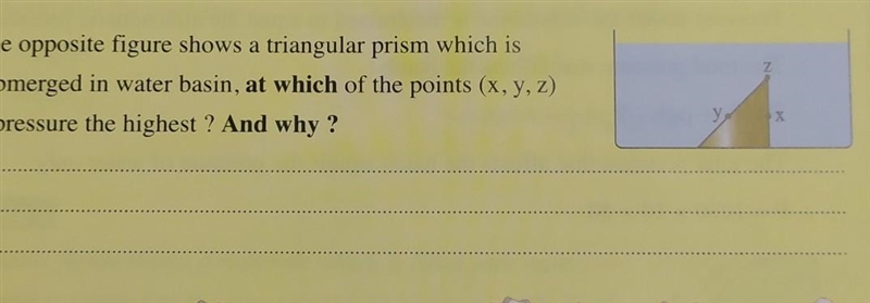 Ne 2 The opposite figure shows a triangular prism which is submerged in water basin-example-1