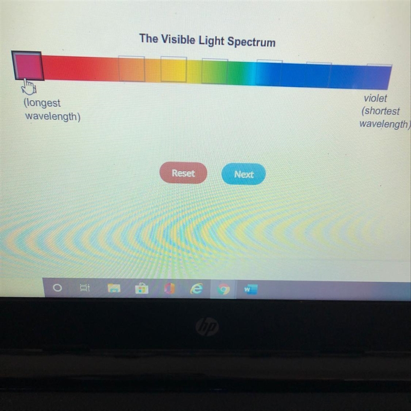 Which color in the visible spectrum has the highest frequency? The Visible Light Spectrum-example-1