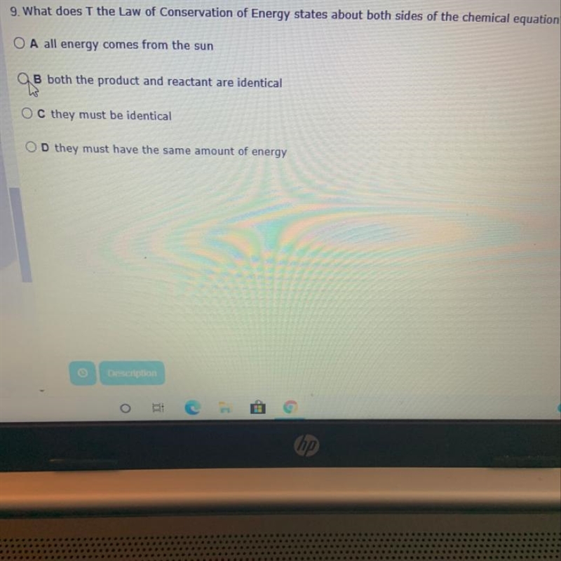 What does the law of conservation of energy state about both sides of the chemical-example-1