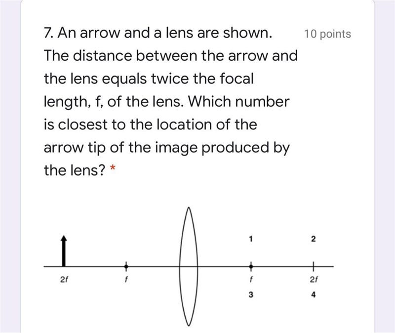 An arrow and a lens are shown. The distance between the arrow and the lens equals-example-1