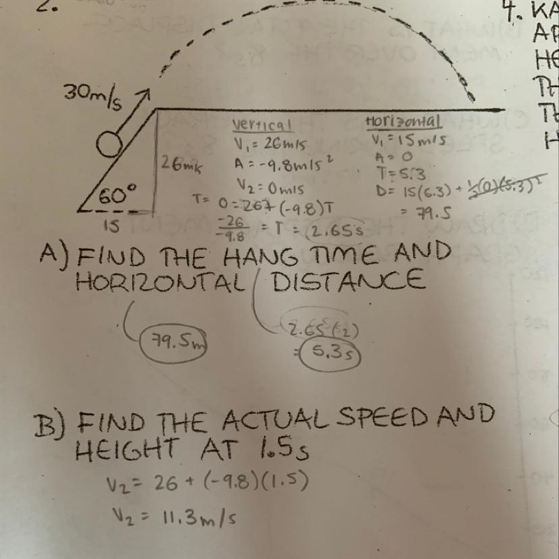 Find the actual speed and height at 1.5s (B)-example-1