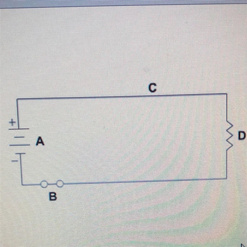 What will happen in the diagram if a lightbulb placed at D and B is closed? •The lightbulb-example-1