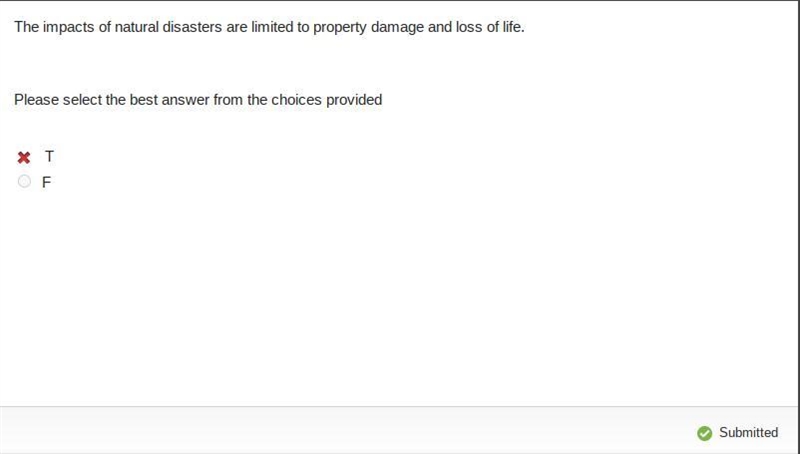 The impacts of natural disasters are limited to property damage and loss of life-example-1