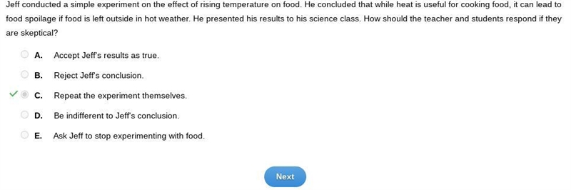 Select the correct answer. Jeff conducted a simple experiment on the effect of rising-example-1