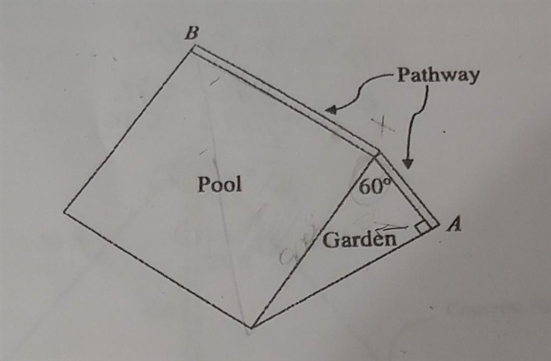 In the figure above, a square pool is bordered by a garden in the shape of a right-example-1