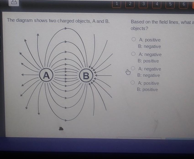 the diagram shows two charged objects and be based on the field lines what are the-example-1