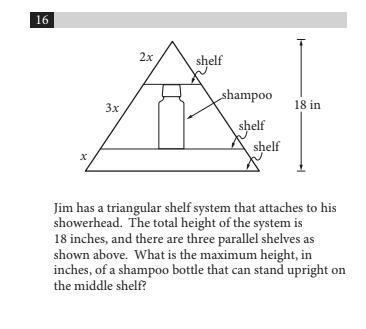 Jim has a triangular shelf system that attaches to his shower head. The total height-example-1