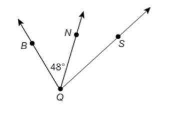 The measure ∠BQS of is 80°. What is the m∠NQS? 48° 42° 32° 128°-example-1