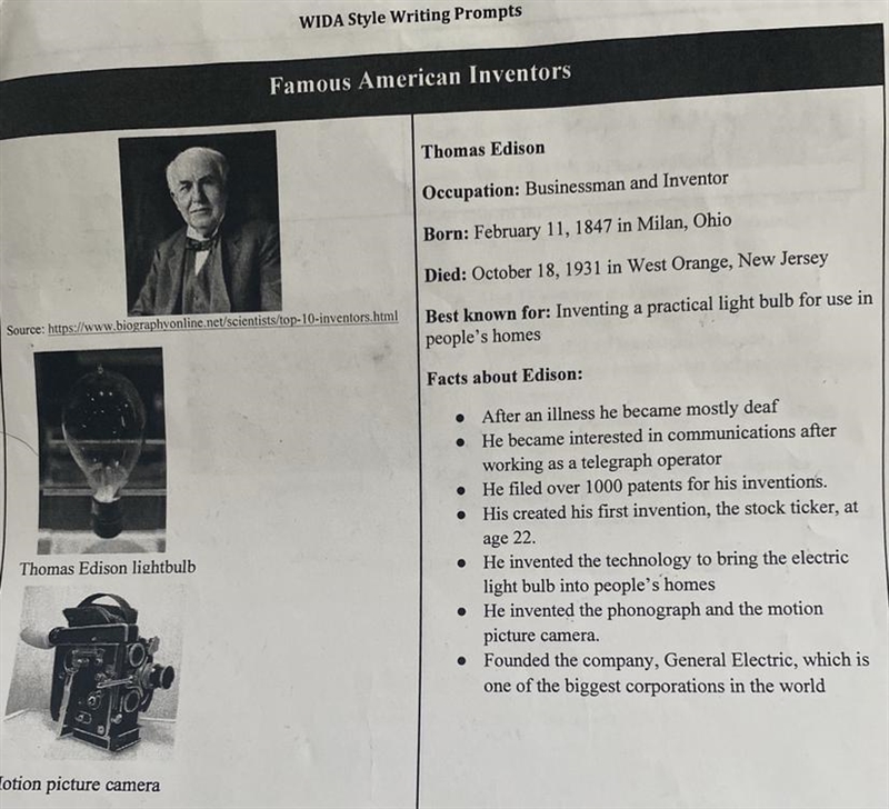 Read the information above about Thomas Edison and Benjamin Franklin, then decide-example-1