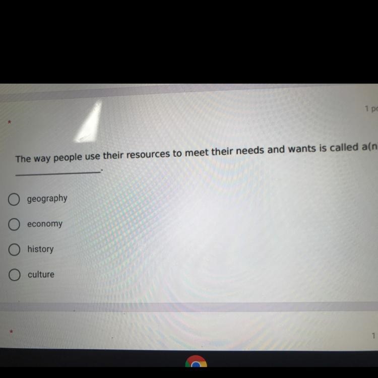 1 point The way people use their resources to meet their needs and wants is called-example-1