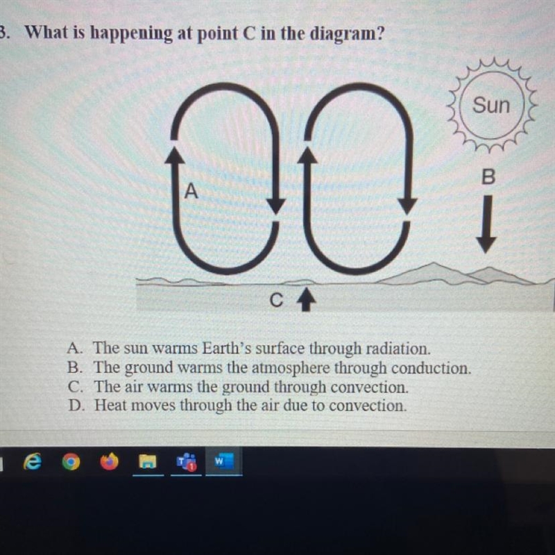 3. What is happening at point C in the diagram? I-example-1