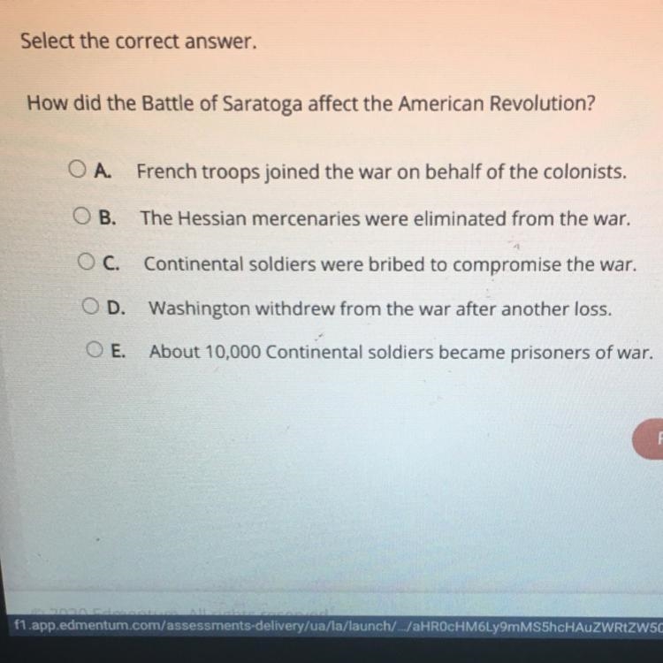 How did the Battle of Saratoga affect the American Revolution? Thank you!-example-1