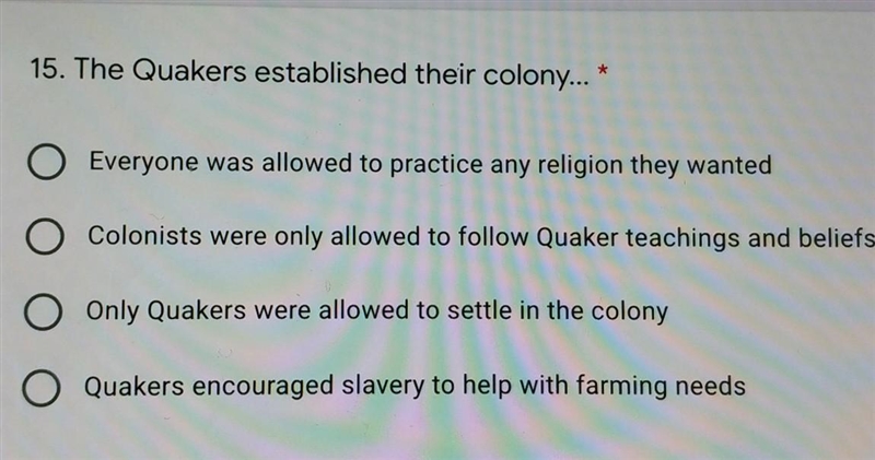 The Quakers established their colony..​-example-1