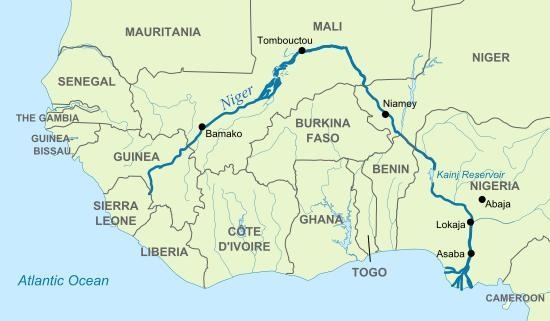 What river is located in the west of Ghana? A. The Niger B. The Nile C. The Congo-example-1