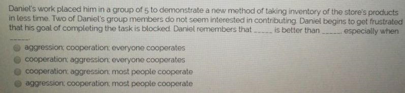 Daniel's work placed him in a group of 5 to demonstrate a new method of taking inventory-example-1