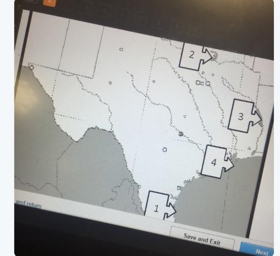 Which arrow is closest to Padre Island? a. 1 b. 2 C. 3 d. 4 Please select the best-example-1