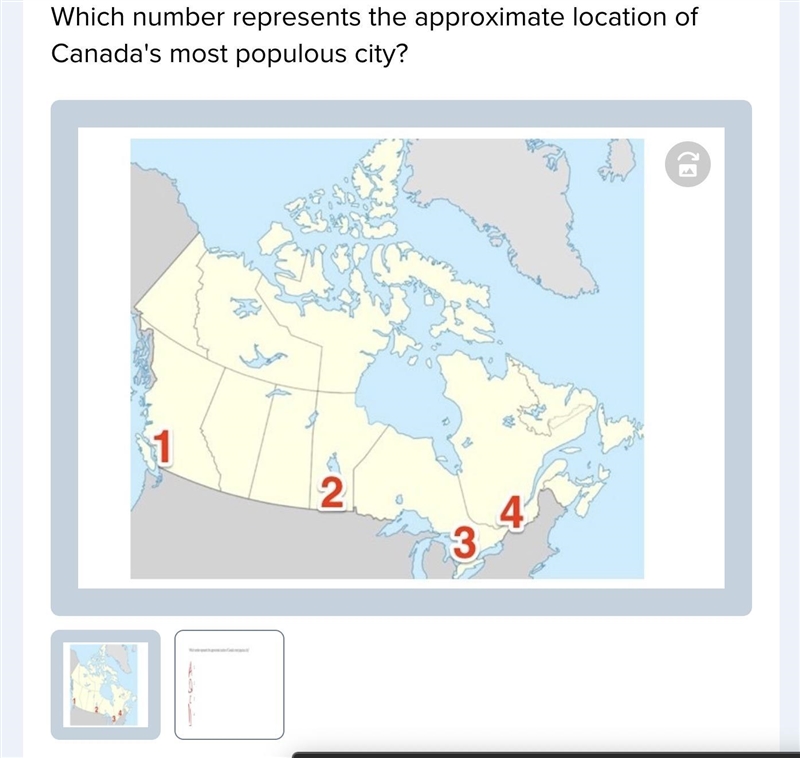 Which number represents the approximate location of Montreal, Canada?-example-1