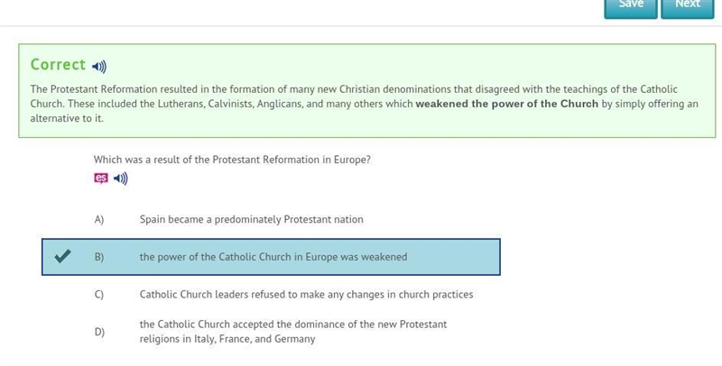 Which was the result of the Protestant Reformation in Europe? PLZ HELP A. The Catholic-example-1