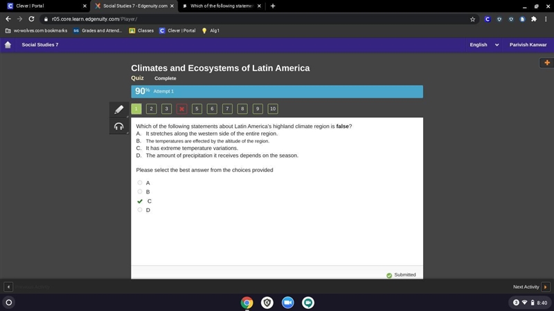 Which of the following statements about Latin America’s highland climate region is-example-1