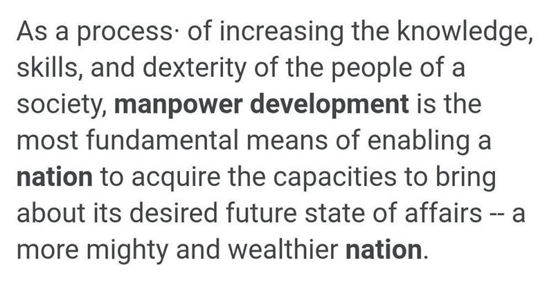 1. Describe the role of manpower in the development of a country. ​-example-1