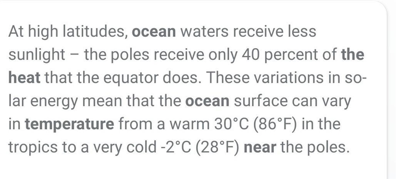 The temprature of the oceans is highest near the _________​-example-1