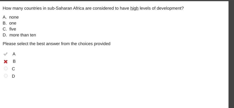 How many countries in sub-Saharan Africa are considered to have high levels of development-example-1