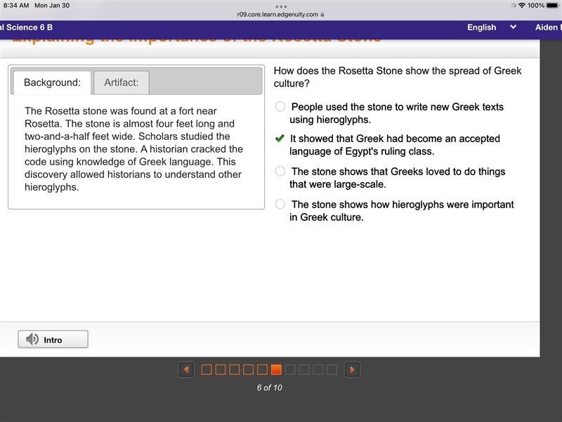 How does the Rosetta Stone show the spread of Greek culture? People used the stone-example-1