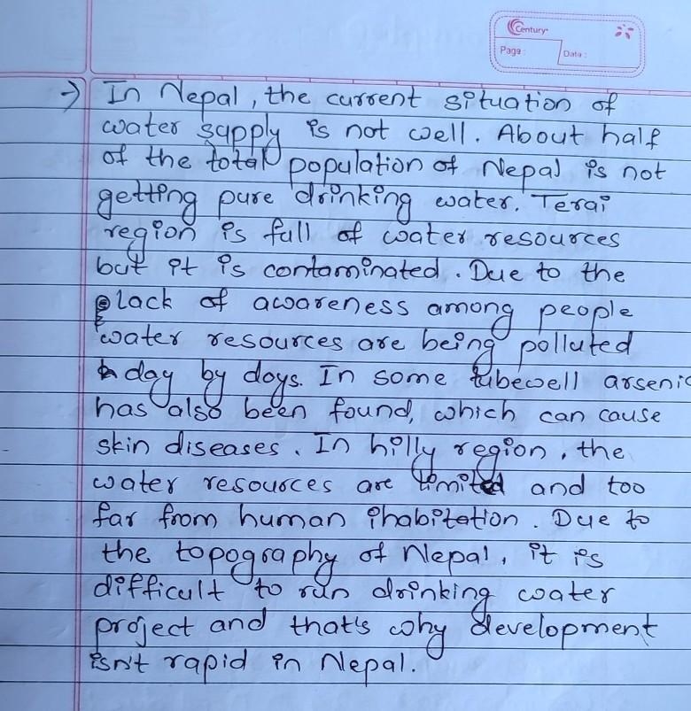 2. What is the current situation of water supply in Nepal? Explain ​-example-1