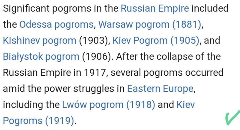 The first pogroms occurred where?-example-1