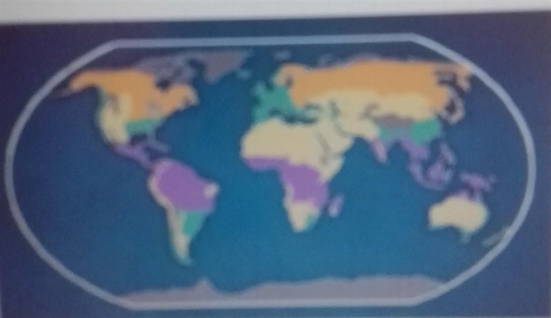 The regions colored ________ on the map above represent the polar climates of the-example-1