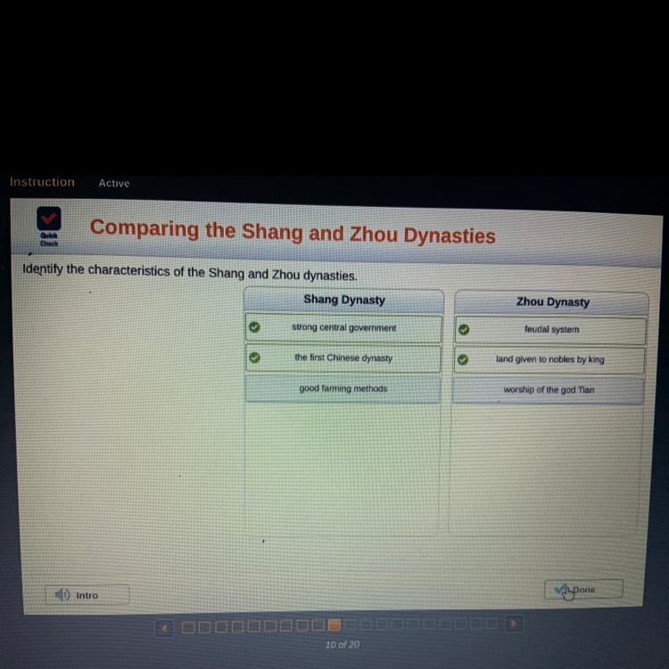 Identify the characteristics of the Shang and zhou dynasties Do not answer the question-example-1