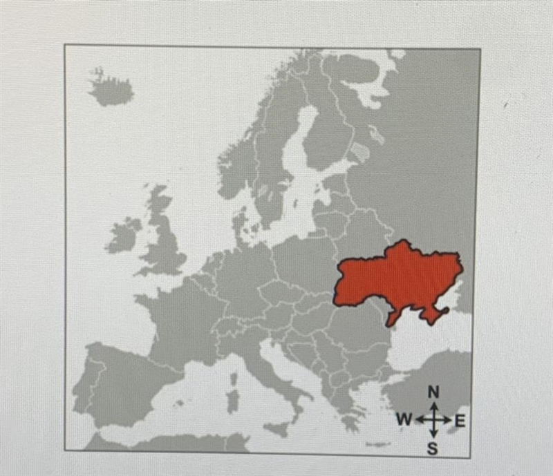 W+ What country is labeled in red on the map? A) Germany B) Poland ) Russia D) Ukraine-example-1