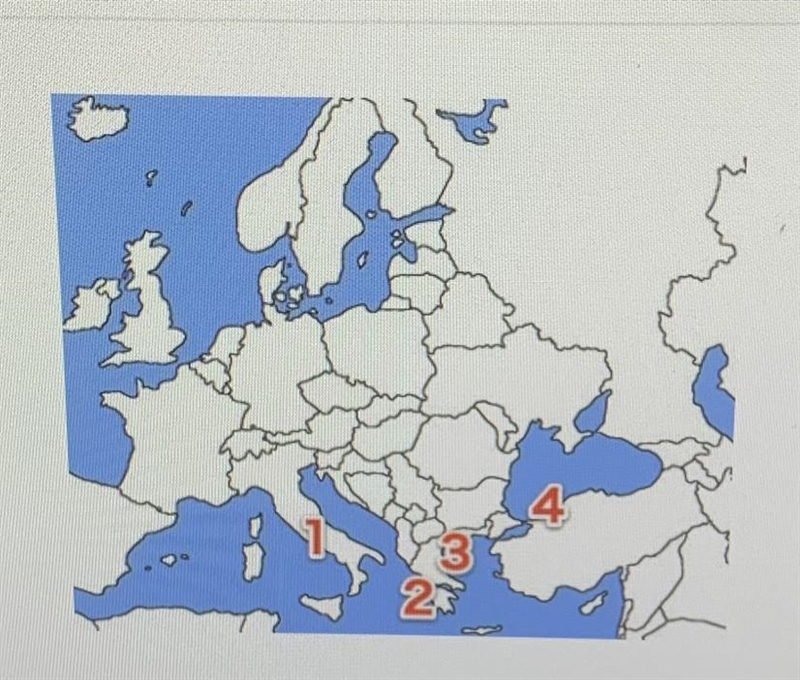 The number 1 represents what country? A) France B) Greece C) Italy D) Spain-example-1