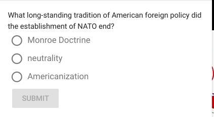 What long-standing tradition of American foreign policy did the establishment of NATO-example-1