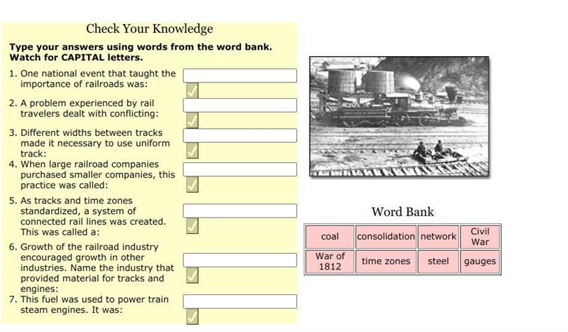 PLEASE HELP/Type your answers using words from the word bank. Watch for CAPITAL letters-example-1