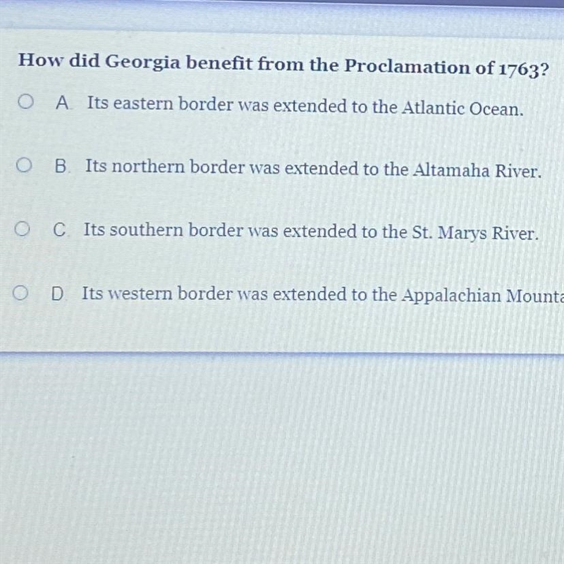 How did Georgia benefit from the Proclamation of 1763?-example-1