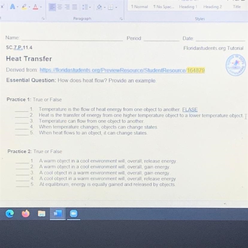 True or false help with practice 1 and 2 for brain list-example-1