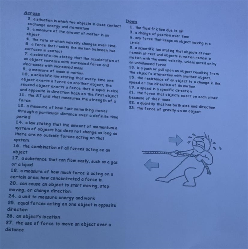 HELP!!!!!! Force and Motion Review CrossWord Puzzle-example-1