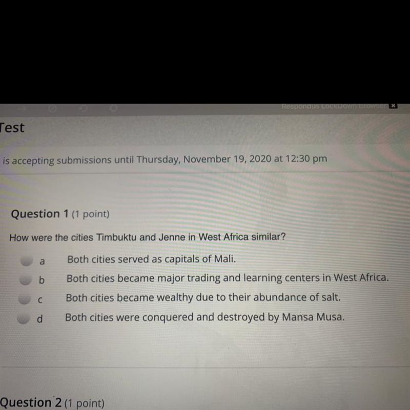 How were the cities Timbuktu and Jenne in West Africa similar?-example-1