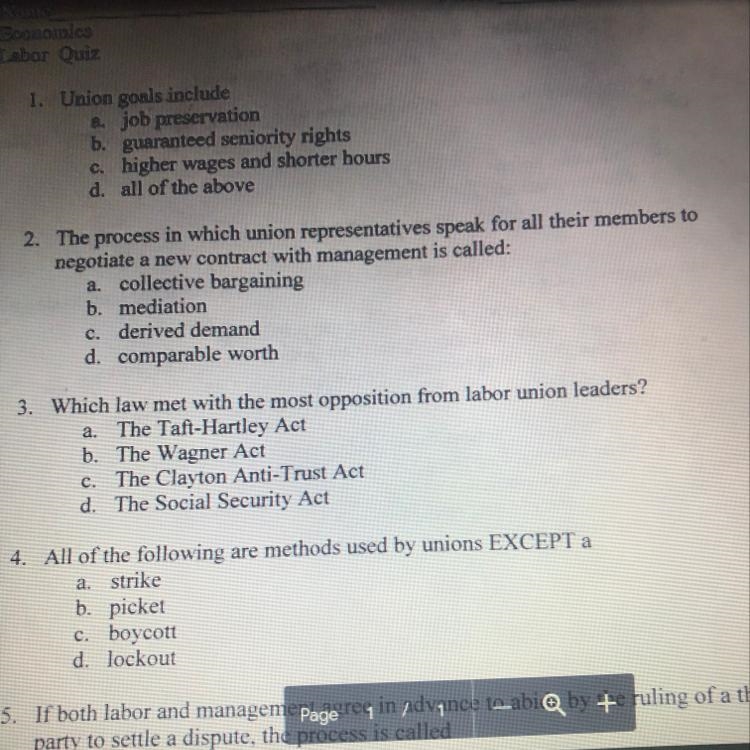 Which law met with the most opposition from labor union leaders-example-1