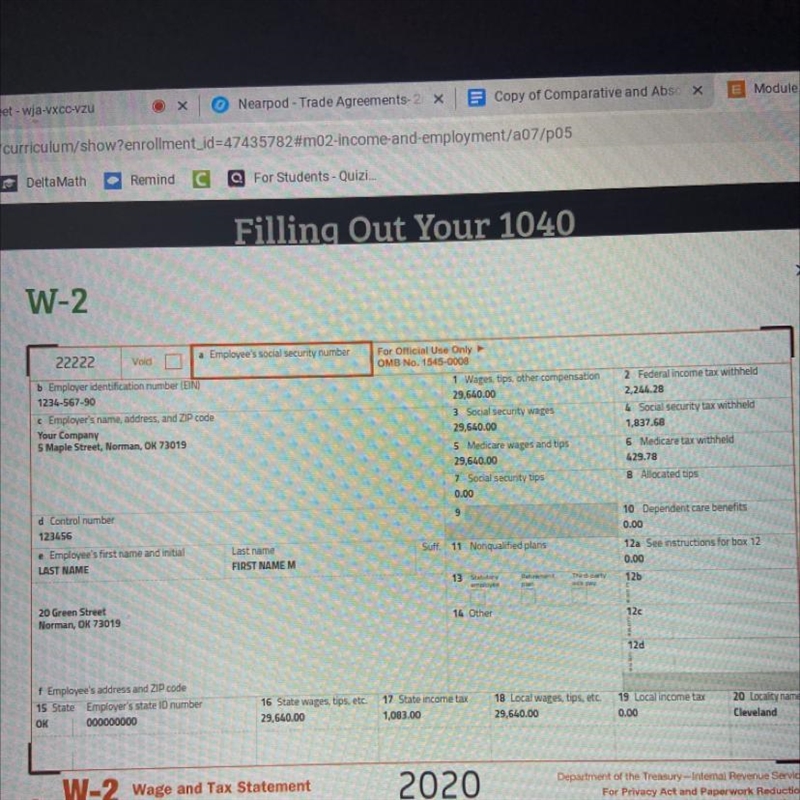 Line 9 and 10 To calculate your taxable income, subtract the sum of lines 8 and 9 from-example-1