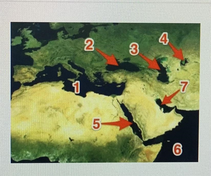 Which number represents the Mediterranean Sea? es 0) A) 1 B) 2 3 D) 5-example-1