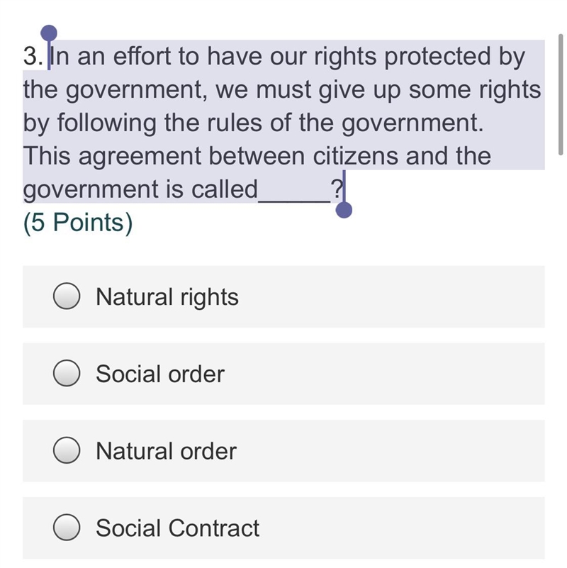 In an effort to have our rights protected by the government, we must give up some-example-1