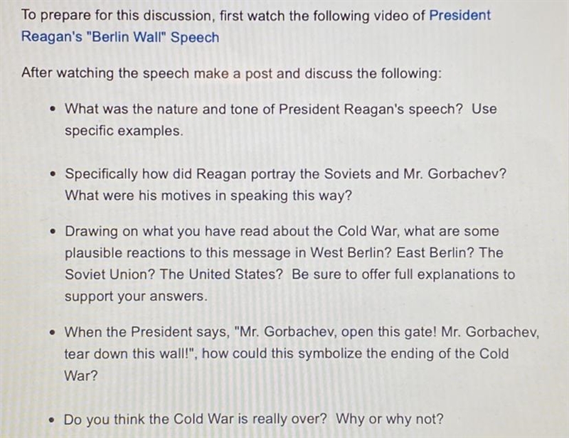 PLEASE HELP if you are good with the history of Ronald Regans Berlin Wall speech! I-example-1